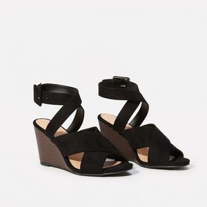 Loft Criss Cross Ankle Strap Wedge Sandals